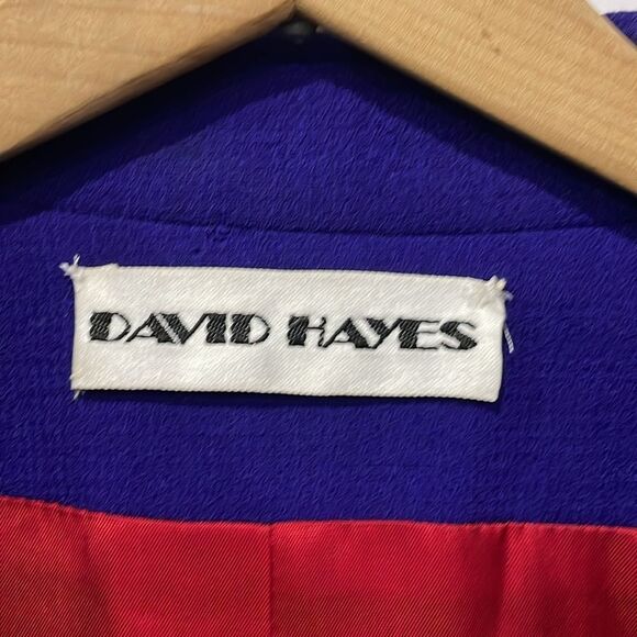 David Hayes 100% Wool Vintage Coat Pant Suit 80s Sz 14 Purple Toggle Pockets - Picture 8 of 15
